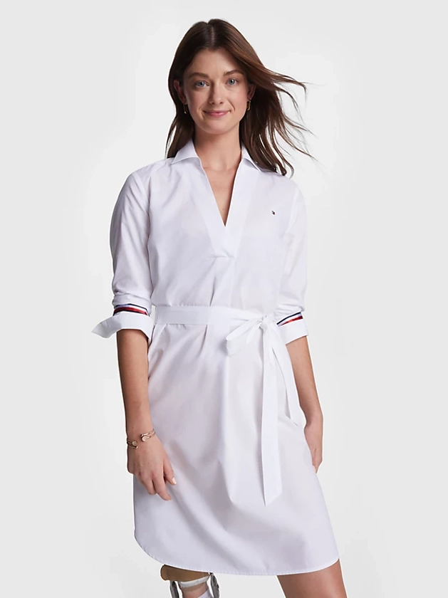 Robe chemise Adaptive longueur genou à logo | Blanc | Tommy Hilfiger
