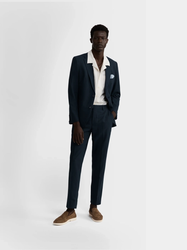 Archer Linen-Blend Slim Navy Suit Jacket