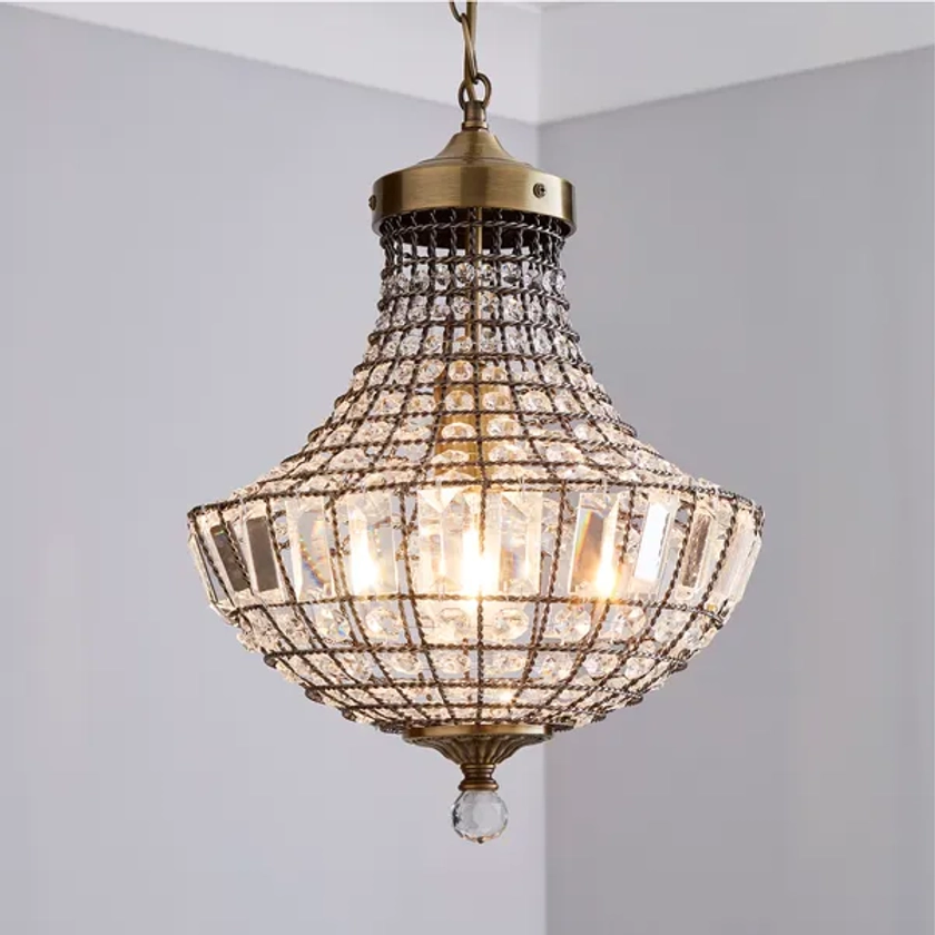 Knightsbridge Crystal Antique Brass Chandelier