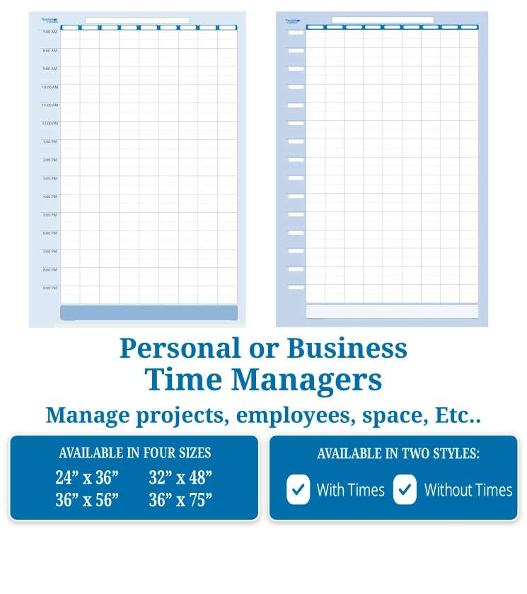 Personal or Business Daily Time Manager Erasable Wall Organizer