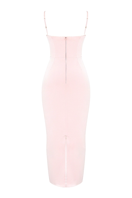 Clothing : Maxi Dresses : 'Stefania' Soft Peach Corset Maxi Dress