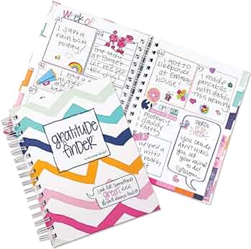 Denise Albright Gratitude Finder® 52 Week Non-Dated Journal for Women, Teens & Girls with 165 Hand-Illustrated Stickers (Summer Chevi)