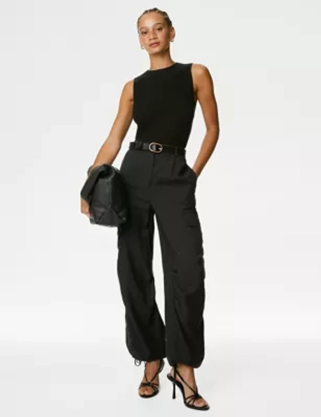 Modal Rich Cargo Wide Leg Trousers | M&S Collection | M&S