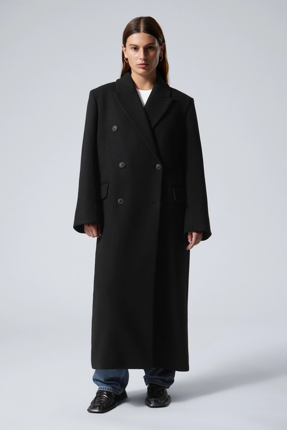 Oversized Double-Breasted Wool-Blend Coat