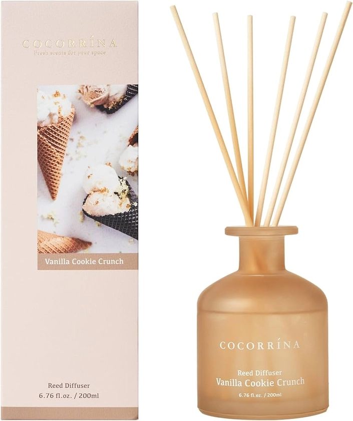 Cocorrína Reed Diffuser Sets - Vanilla Cookie Crunch 200ml Diffuser with 8 Sticks Home Fragrance Reed Diffuser for Home Bedroom Bathroom Shelf Decor Office Decor : Amazon.co.uk: Home & Kitchen