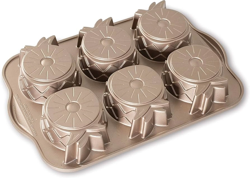 Nordic Ware Pineapple Upside Down Mini Cake Pan, Mini Basket Cake Mould Tray, Cast Aluminium Cake Tin, Muffin Tray for Spring, Made in The USA Colour: Toffee : Amazon.co.uk: Home & Kitchen