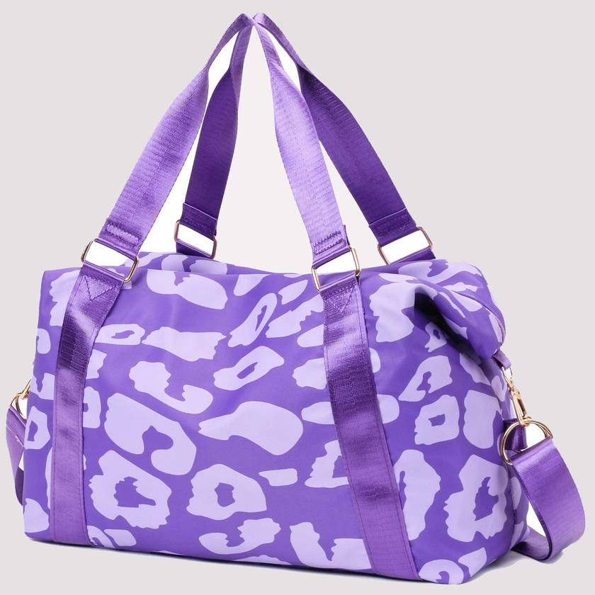 Stylish Leopard Pattern Travel Duffle Bag, Lightweight Zipper Luggage Handbag, All-Match Versatile Gym Bag