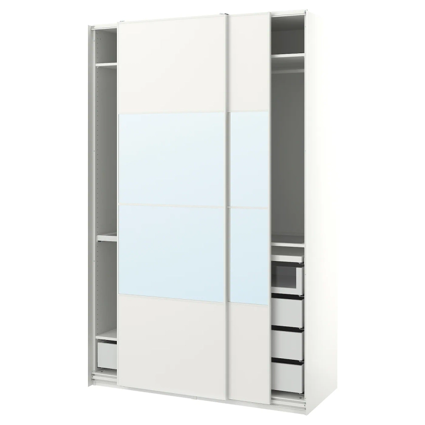PAX / MEHAMN/AULI armoire pte coul, blanc/miroir, 150x66x236 cm - IKEA