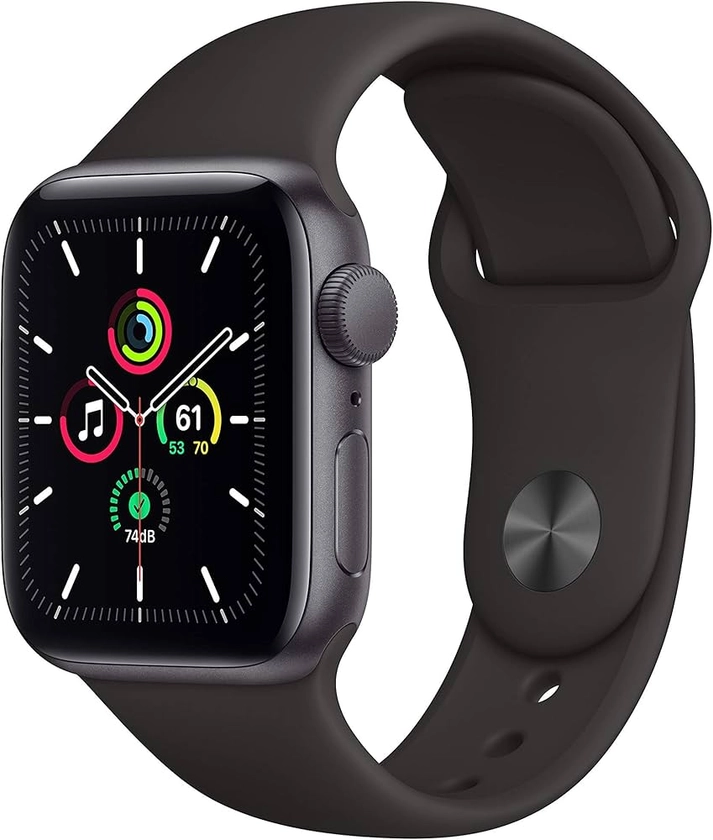 Apple Watch SE 2020 (GPS, 40MM) Boîtier en Aluminium Gris Sidéral avec Bracelet Sport Noir (reconditionné)