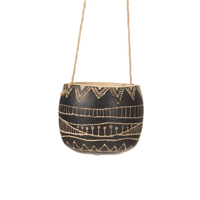 Sgrafitto Black Hanging Planter