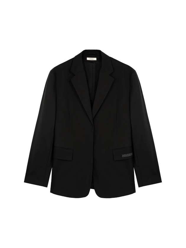 Women's Black Cotton Oversized Tailored Blazer | Pangaia 