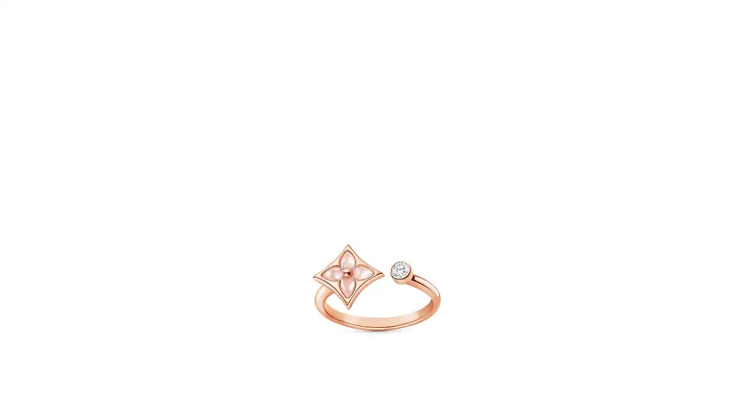Les collections de Louis Vuitton : Bague Mini Star Color Blossom, or rose, nacre rose et diamant