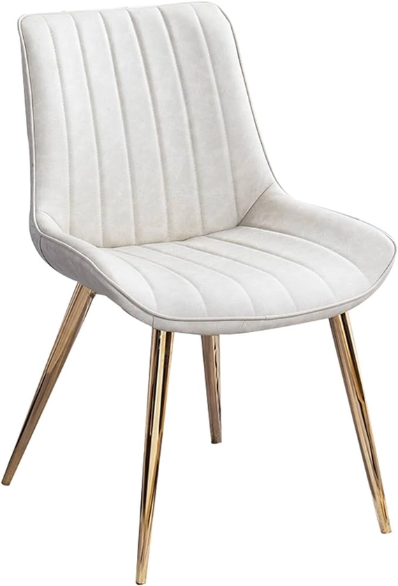 Modern Kitchen Dining Room Chairs Faux PU Leather Dining Chairs Modern Mid Century Living Room Side Chairs with Electroplated Gold Chair Legs Dining chairs (Color : Off white)