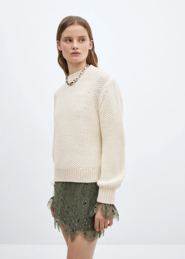 Pull-over maille coton lin col rond