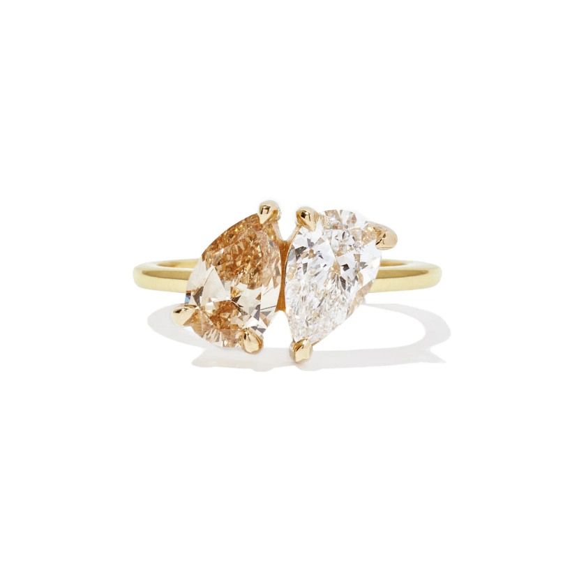 Pear Shaped Champagne Diamond Toi et Moi Ring | Berlinger Jewelry