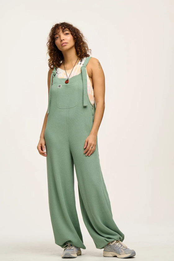 Ali Dungaree: WAFFLE FABRIC - Green Bay