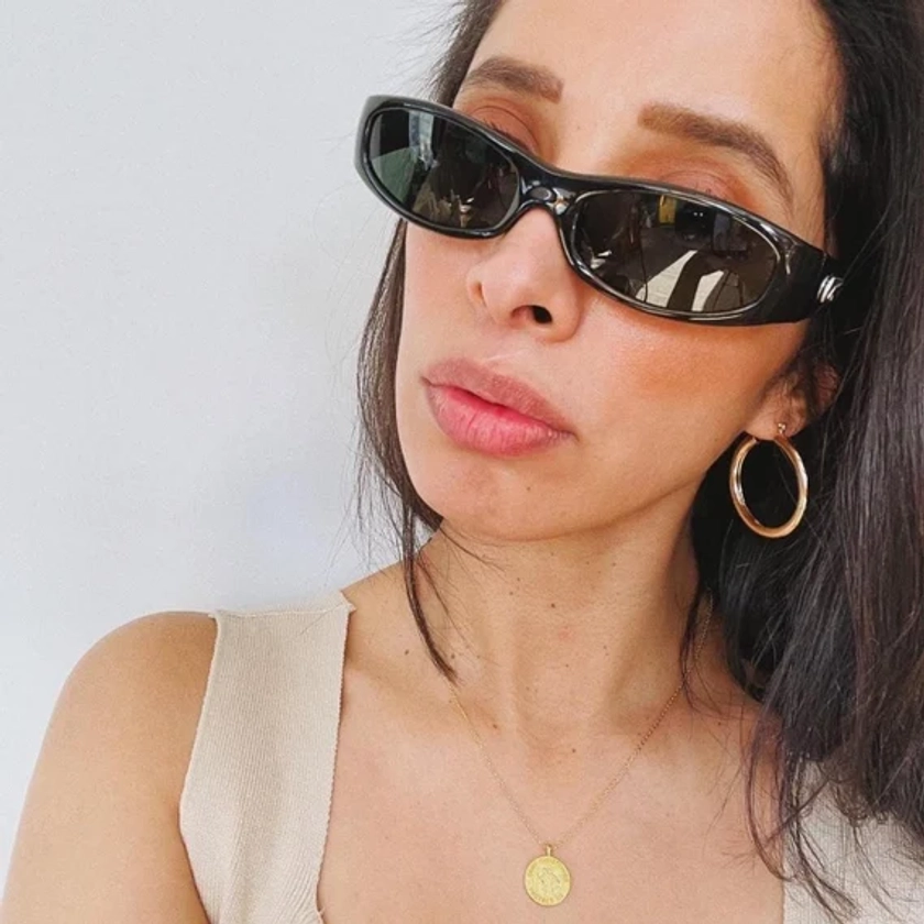 True Vintage 90s Slim Black Rectangle Sunglasses