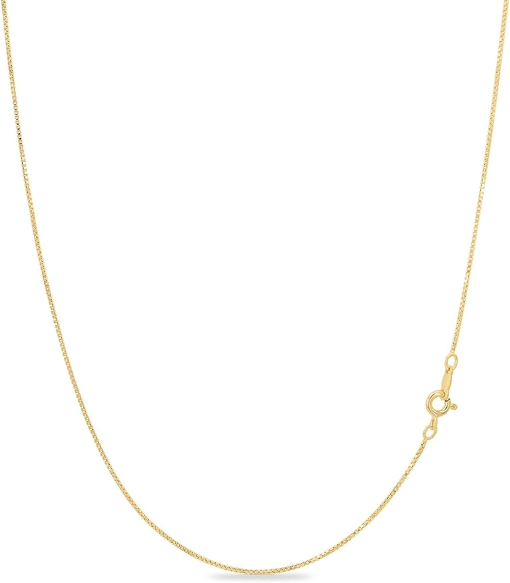 Amazon.com: KEZEF 18k Gold Over Sterling Silver 1mm Box Chain Necklace Made in Italy 20 Inch: Clothing, Shoes & Jewelry