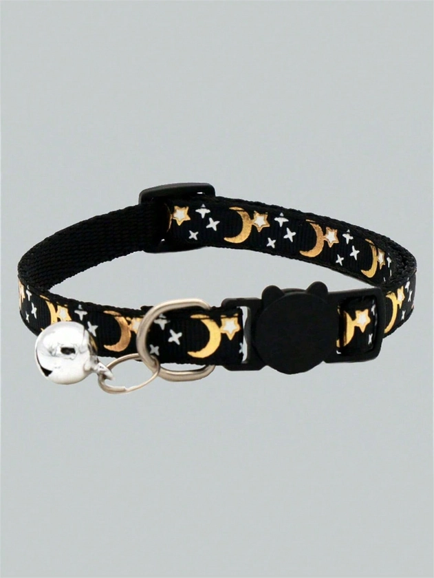 1pc Star Moon Cat & Dog Collar With Reflective Buckle
