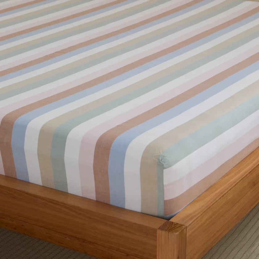 Leo Washed Cotton - Sunny Stripe Fitted Sheet