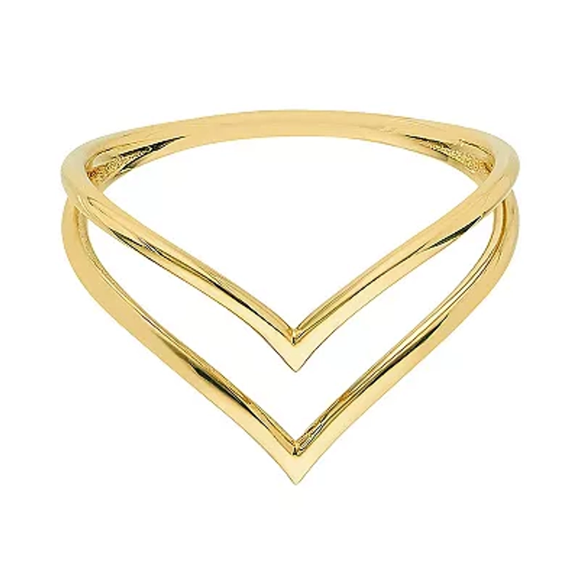 14k Gold Double Chevron Ring