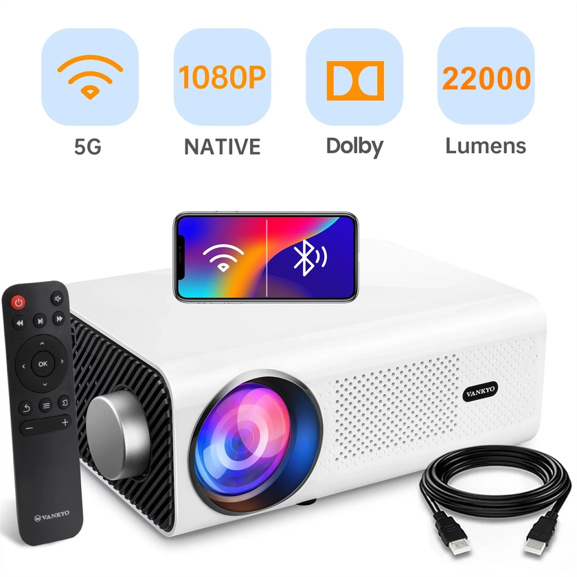 VANKYO Leisure 495W True 1080P Projector Bluetooth5.1 WiFi HD Video Home Theater