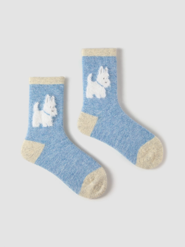 Combed Cotton PUPPY FUZZY ANKLE SOCKS For School Daily Casual