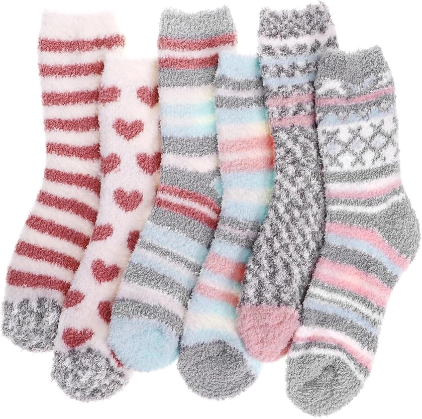 HIALTODAY Fuzzy Socks Womens Cozy Fluffy Socks for Women Soft Winter Warm Socks for Home Christmas