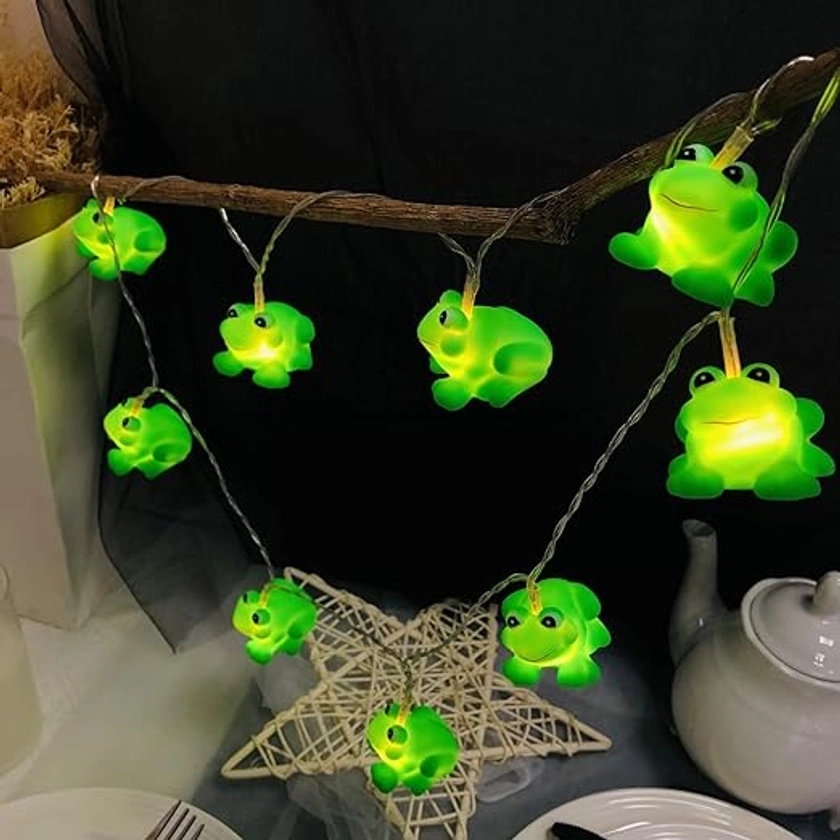 Cute Frog Night Lights Frog String Lights 3M 20LED Bedroom Frog Fairy Lights for Children Bedroom Home Holiday Decortion (Plug in)