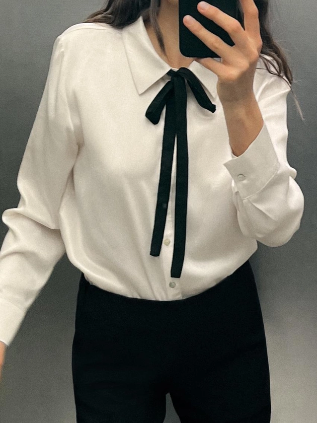 SATIN SHIRT WITH BOW