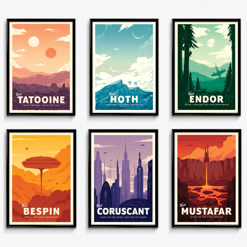 Star Wars Travel Poster Bundle (Set of 6)