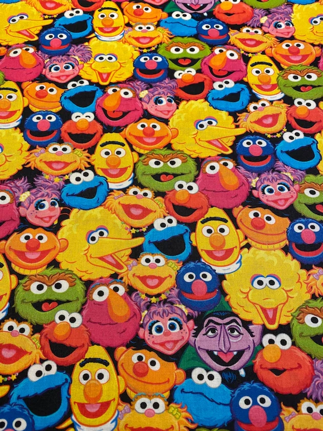 Sesame Street fat quarters stacked heads
