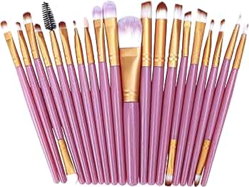 Makeup Brushes Set 20pcs Eye Shadow Foundation Face Powder Eyeliner Eyelash Lip Make Up Brush Cosmetic Beauty Tool Kit with Soft and Cruelty-Free Synthetic Fiber Bristles and Rose Gold Detailing