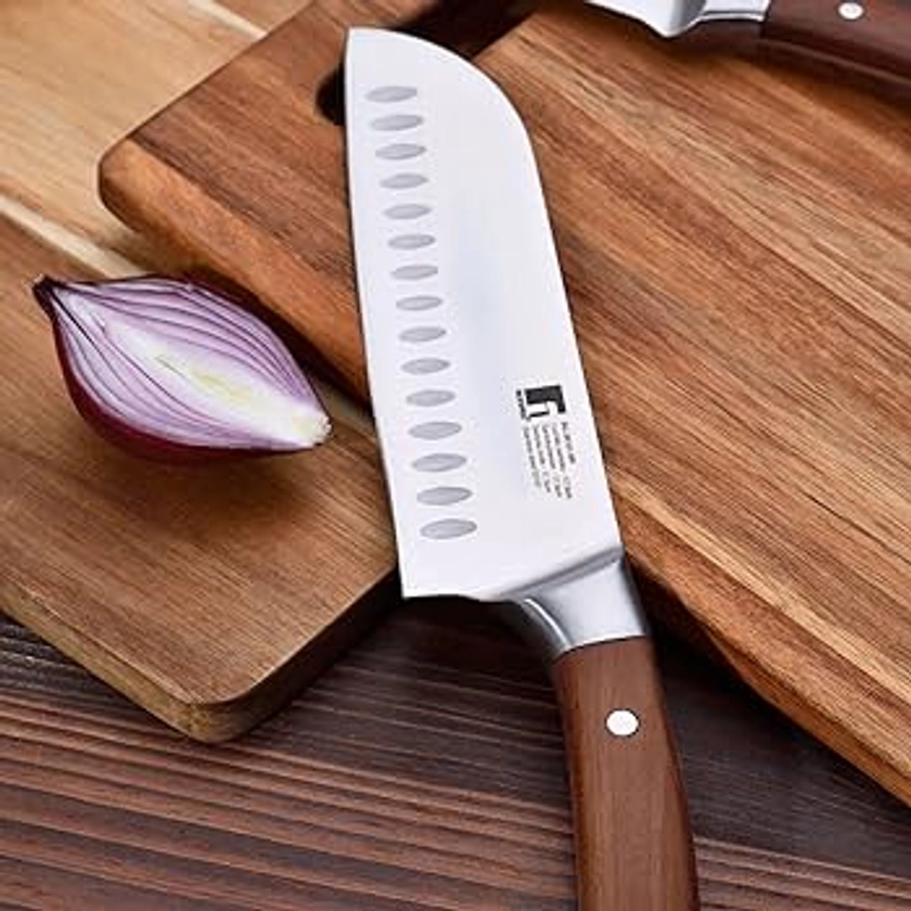 Bergner Wolfsburg Santoku Knife, 17.5 Cm, Stainless Steel, Wooden Handle, Bg39161Br, Silver: Buy Online at Best Price in UAE - Amazon.ae