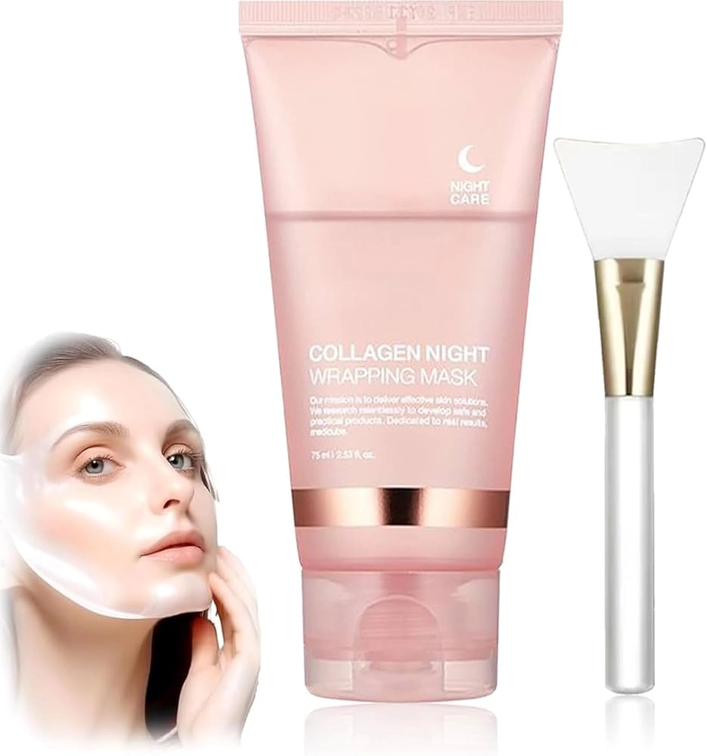 Collagen Night Wrapping Mask, Collagen Overnight Wrapping Peel Off Facial Mask Pack, Korean Skin Care Collagen Night Wrapping Mask, Biodance Mask Collagen, Masque Collagene Visage (1PC)