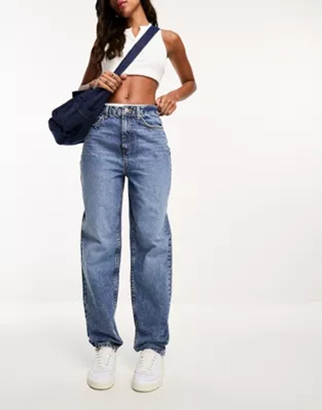 ASOS DESIGN - Jean mom décontracté - Bleu moyen