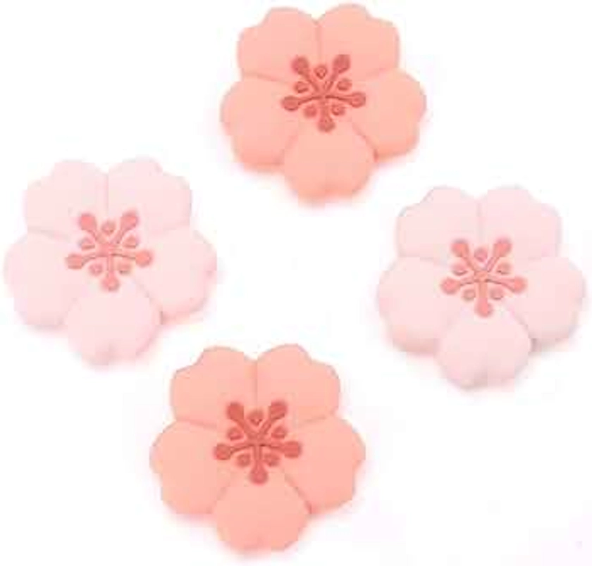 GeekShare 4PCS Silicone Joycon Thumb Grip Caps, Kawaii Cherry Blossom Joystick Cover Compatible with Nintendo Switch/OLED/Switch Lite (Sakura)