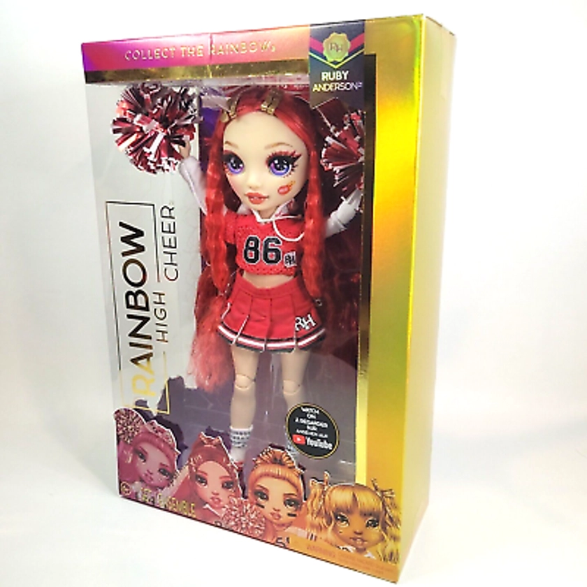 Rainbow High Doll Cheer Ruby 11" Figure Cheerleader Pom-Poms MIB Sealed New***