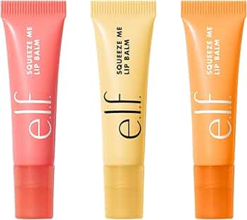 e.l.f. Squeeze Me Lip Balm Trio, Set of 3, Includes Strawberry, Vanilla Frosting & Peach