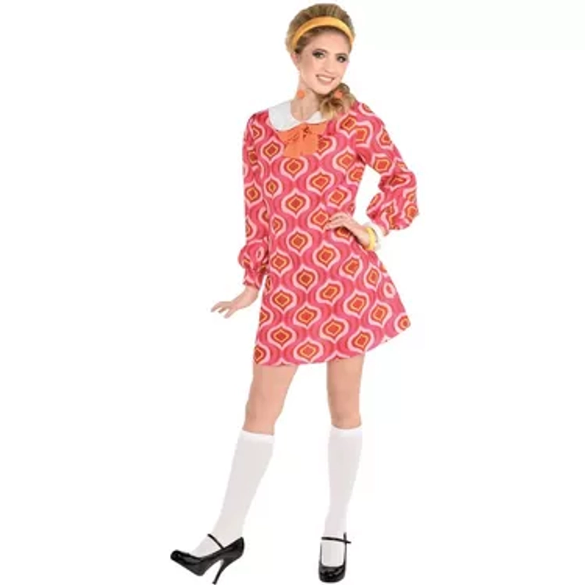 Pink & Orange 60s Mod Dress for Adults