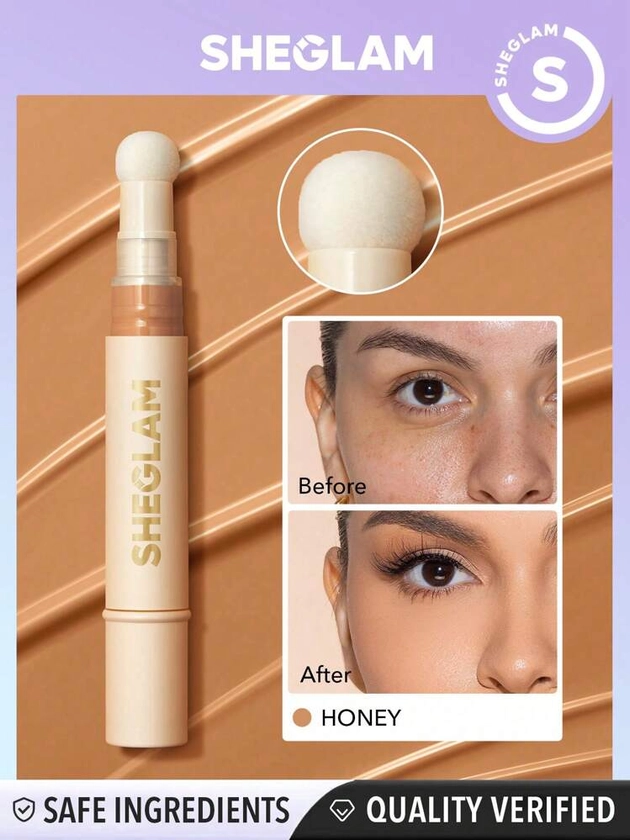 SHEGLAM Complexion Boost Concealer-Honey Sponge-Head Applicator Matte Liquid Concealer Long Lasting Brightening Color Corrector Weightless All-Day Long Lasting Hydrating Concealer Black Friday Winter Concealer