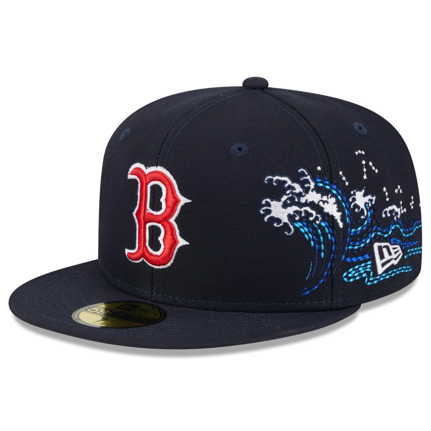 Boston Red Sox New Era Men's Tonal Wave 59FIFTY Fitted Hat - Navy