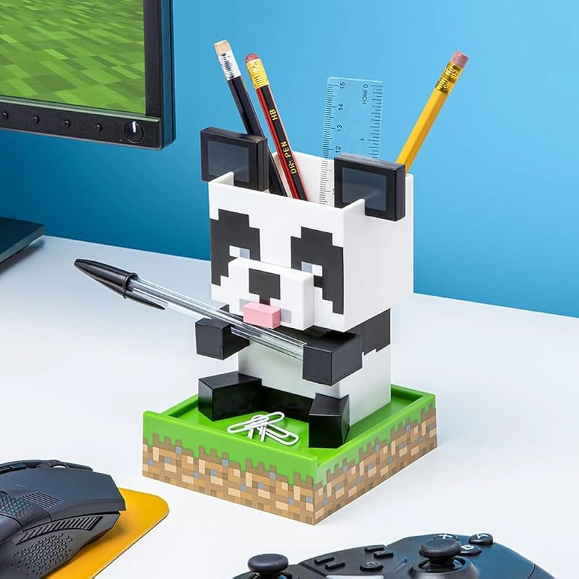 Paladone Minecraft Panda Desktop Tidy - Officially Licensed Desk Accessory For Stationery, Pens Pencils and Markers with Trinket Tray and Phone Stand : Amazon.co.uk: Stationery & Office Supplies