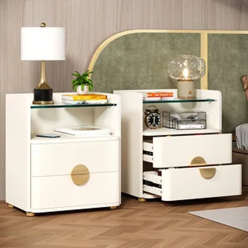 2-Drawer Nightstands with Open Storage Space, Bed Side Table for Bedroom End Table - Bed Bath & Beyond - 40172399