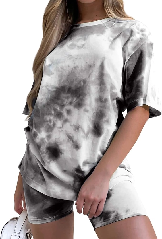 Women's Tie-Dye Set Two-Piece Outfits Summer - Casual Two Piece Short Set Short Sleeve T Shirts
