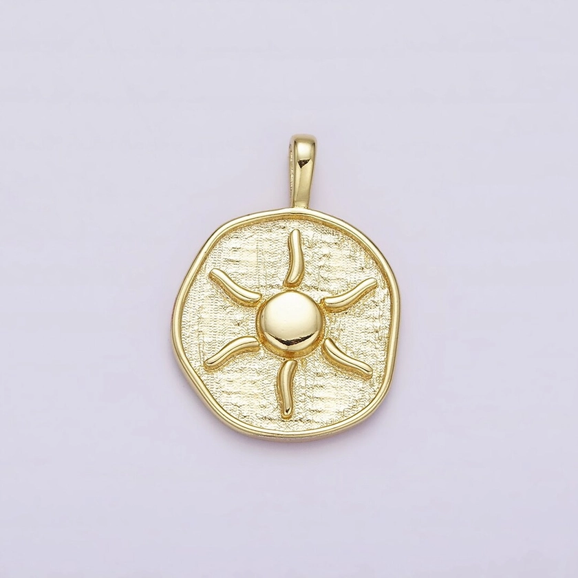 16K Gold Filled Sun Charm Bohemian Yoga Coin Round Pendant AA630 - Etsy