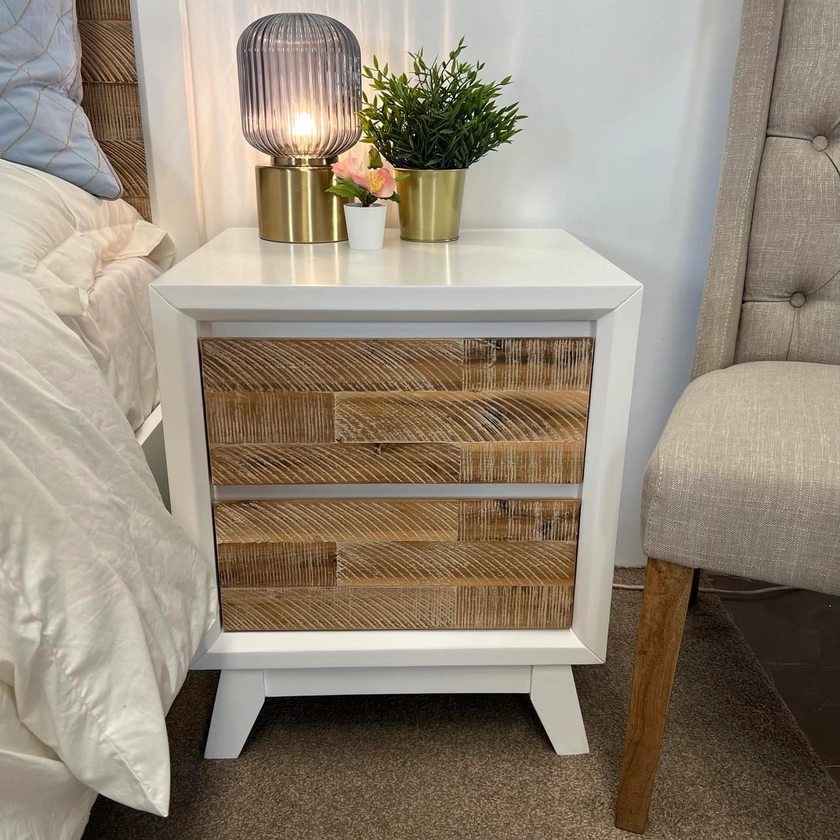 TULLUM COASTAL BEDSIDE TABLE - WHITE & NATURAL - InStyle Furniture