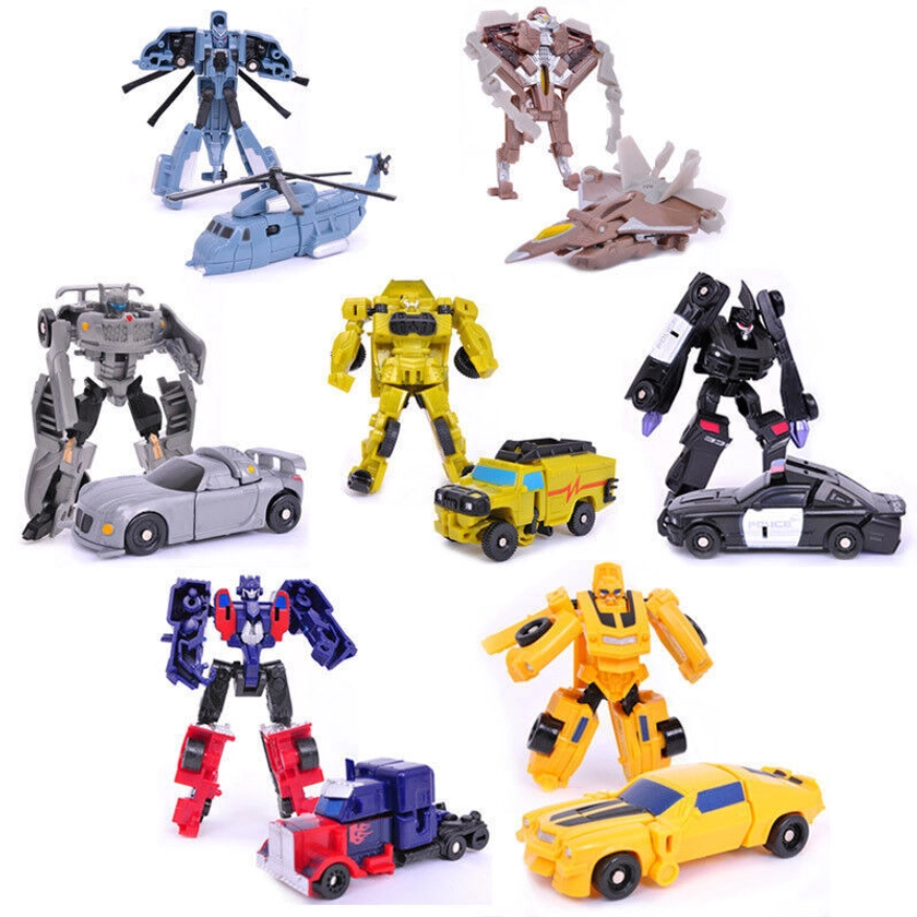 Transformers Transforming Robots Set of 7 Cars Trucks Plane Helicopter UK STOCK