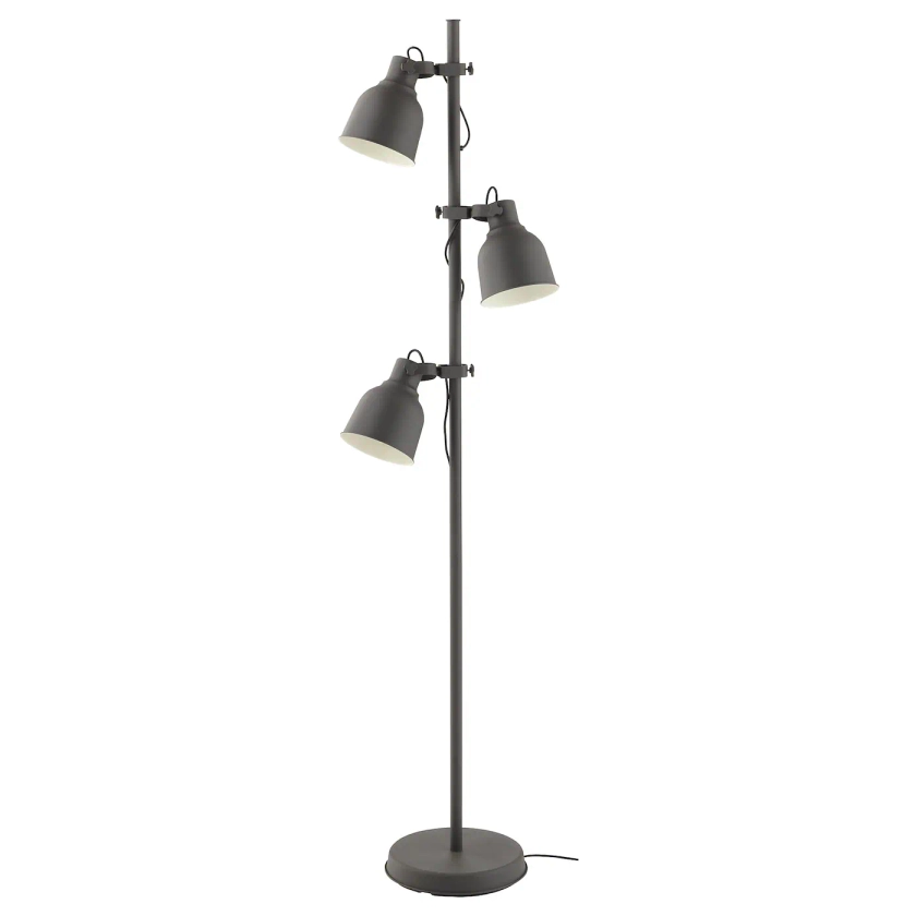 HEKTAR floor lamp w/3-spots and LED bulbs, dark gray - IKEA