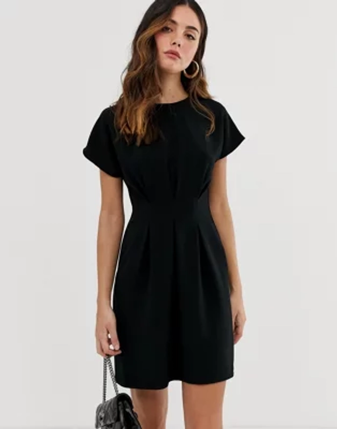 ASOS DESIGN nipped in waist mini dress in black | ASOS